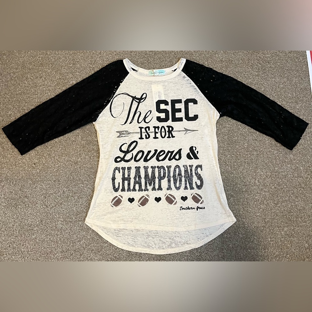 Southern Grace SEC is for Lovers & Champions Graphic Raglan Tee size M - Picture 6 of 15